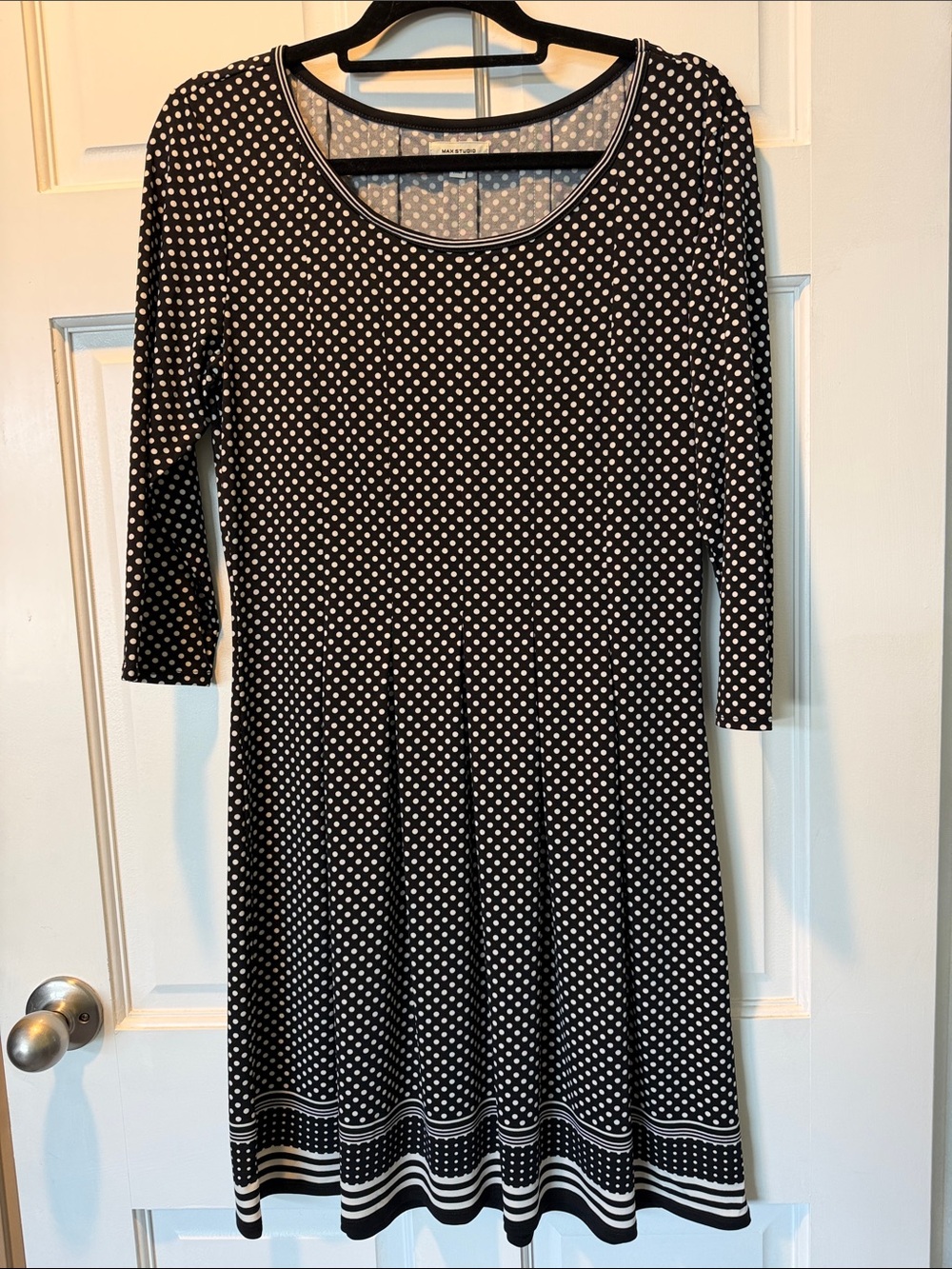 Max Studio Black & White Polka Dot Fit-and-Flare Dress